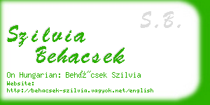 szilvia behacsek business card